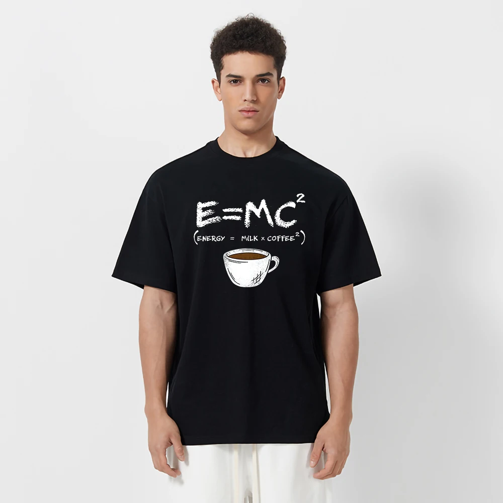 Energy=Milk+Coffee Printing Men Tshirt Casual Breathable Tshirts Funny Cotton Loose Tees Shirts Street Oversized T-Shirts Man