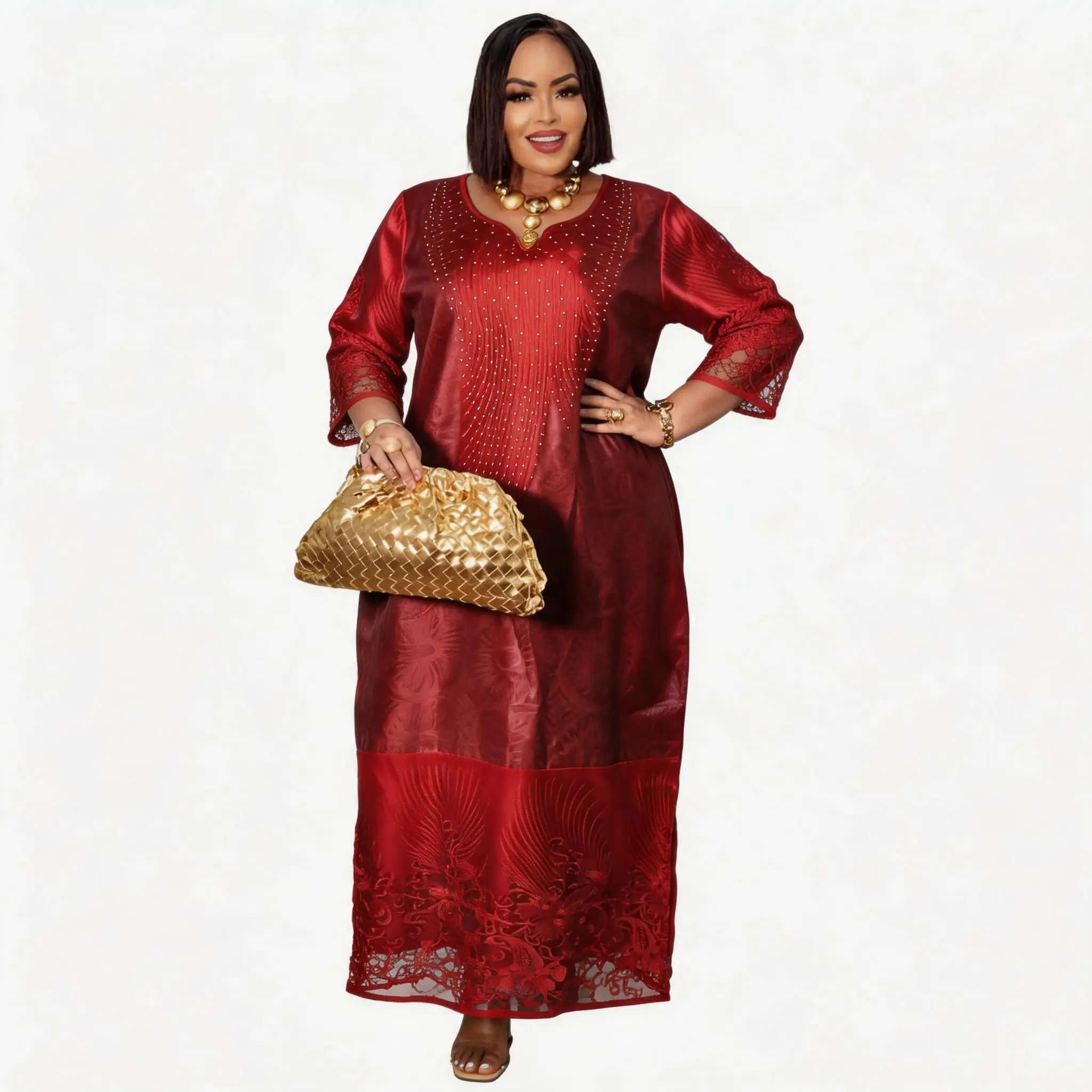

African Dress For Women Abaya Embroidery Plus Size Elegant Party Church Dress
