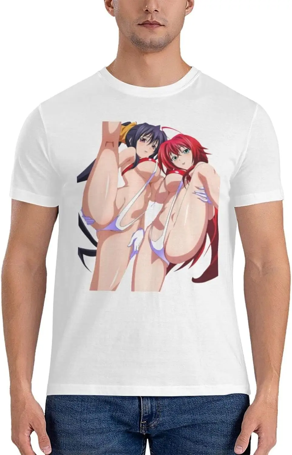 High School DxD Shirt Anime Short Sleeve T Shirts for Men Classic Crew Neck Casual Black