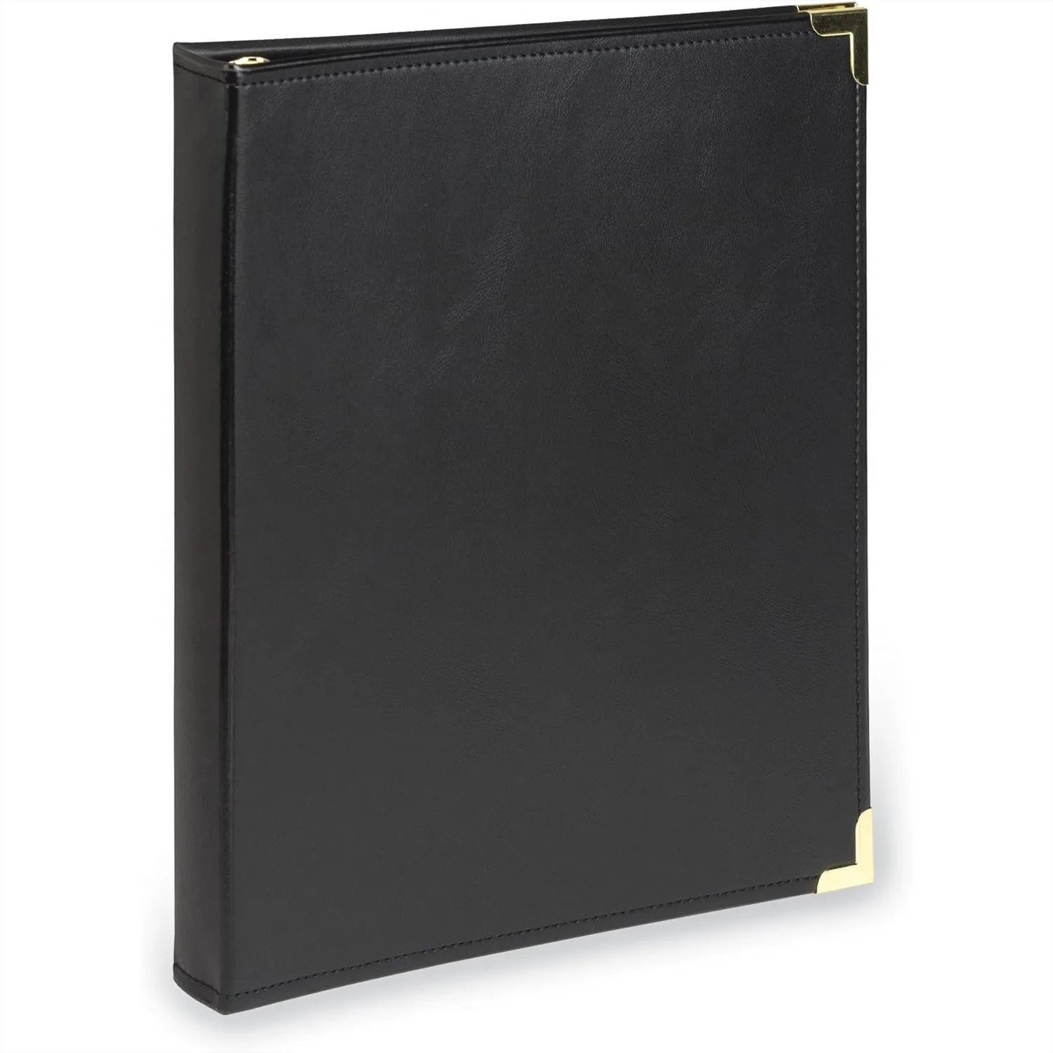 

Classic Leather 3 Ring Binder 0.5 Inch with Brass Round Ring for Executive Presentation and Document Storage, Black