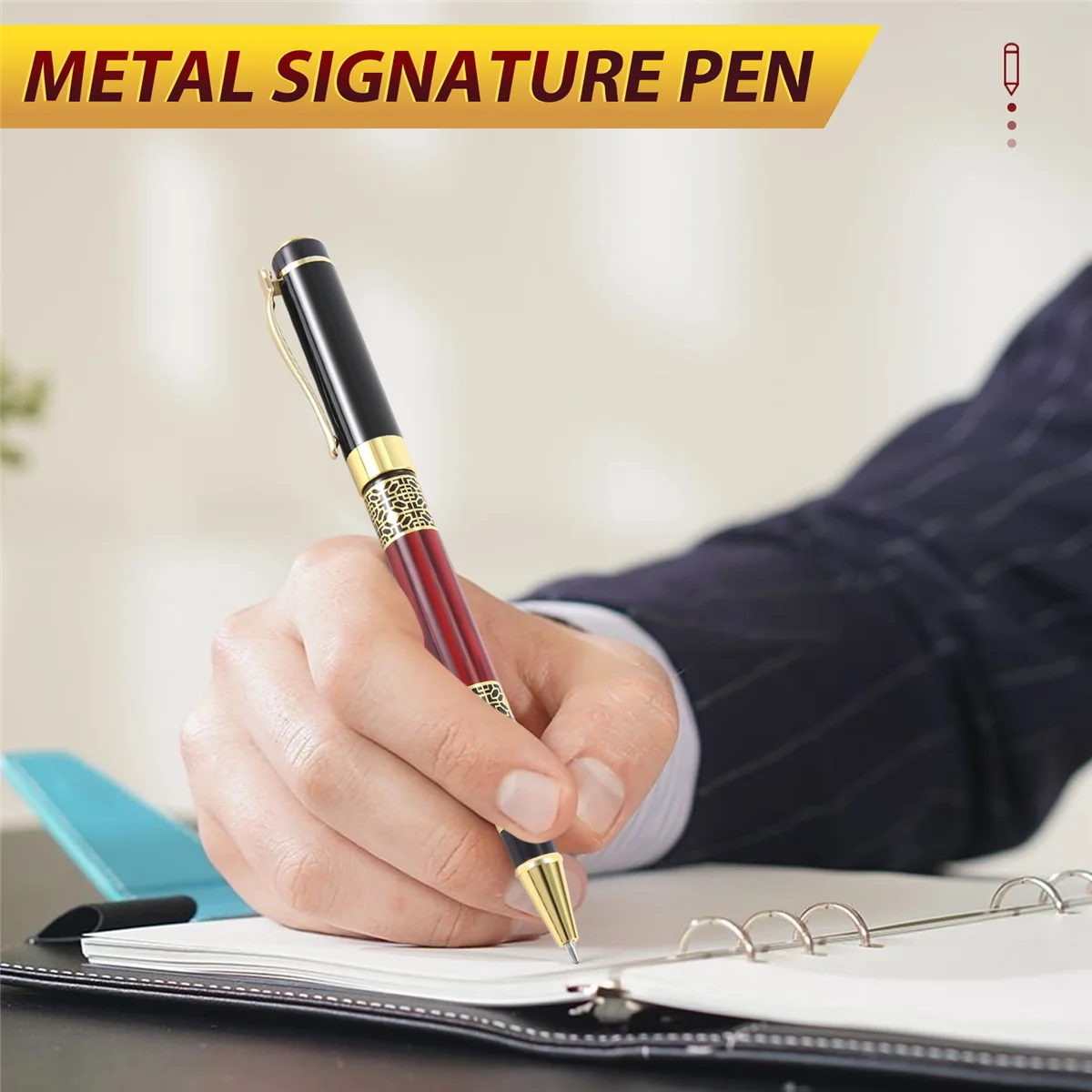 ABFKW Chinese Classical Roller Ball Pen Elegant Golden Metal Ballpoint Pen for Office Business Signature School Student Gift