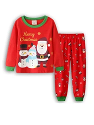 New Four Seasons Children's Homewear Set Red Cartoon printing Long sleeved Pants Set christmas Boys Pajamas Girls Nightwear