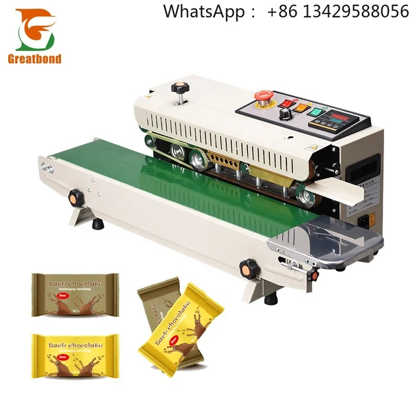 FR900 Factory Price Food Snakes Coffee Paper Pouch Poly PE Bag Continuous Band Heat Horizontal Sealing Machine With Date Printer