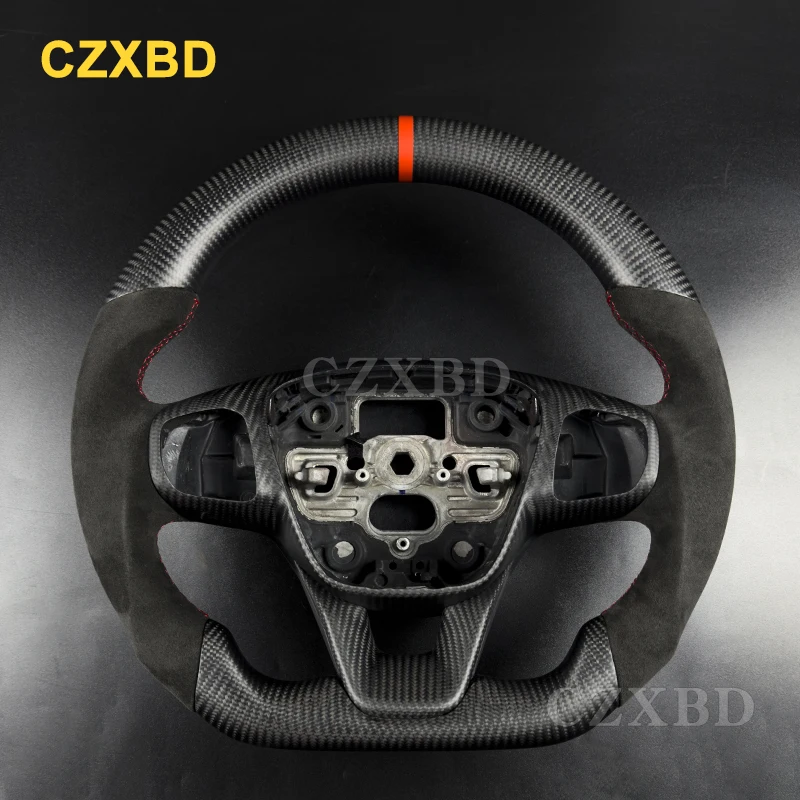 Red Marker Fit Fot Ford Fiesta ST MK8 2021 Focus Matte Black Carbon Fiber Steering Wheel High Quality Sport Wheel Customized