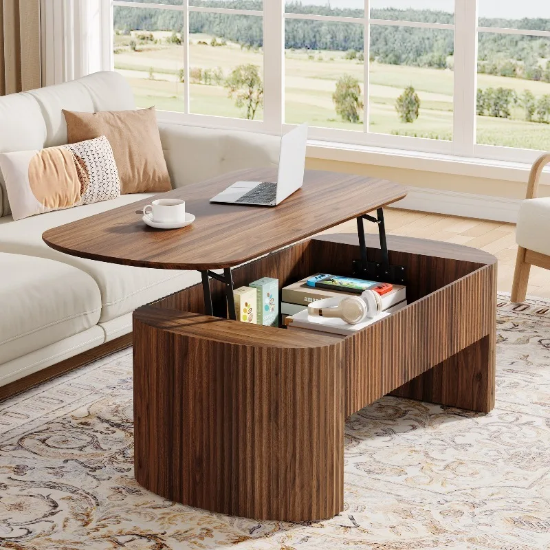 Wooden Multi-functional Lifting Coffee Table Dual-use Folding Table House Hold Modern Living Room Table Table Basse De Jardin