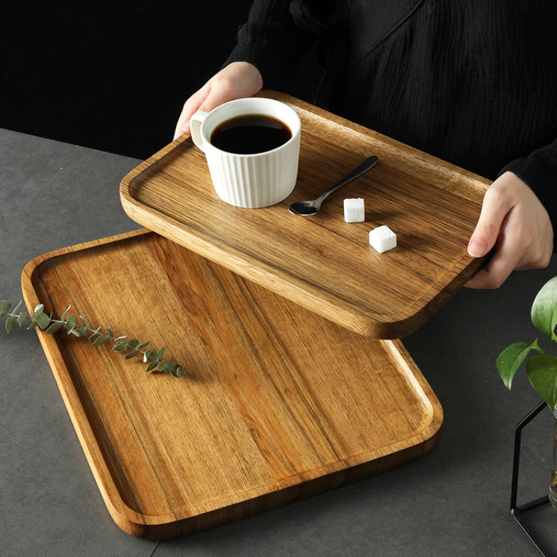 Japanese Zebra Wood Dessert Tray, Rectangular Tea Tray, Home Kitchen Accessories Wooden Tableware Snack Fruit Plate Cute Plate