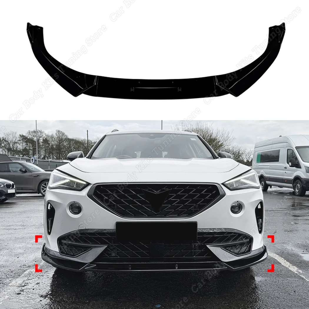 Front Bumper Splitter Lip For Cupra Formentor MK1 2020 2021 2022 2023 2024 Pre-Facelift Gloss Black Lower Diffuser Chin Body Kit