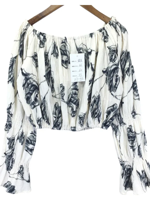 

Hipotamus Vintage Loose irt Floral Print Lace Collar Unique Piece Commute Sle Polyester Fiber ort Sve Women's Blouse