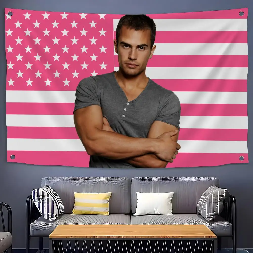 Actor Theo James Flags Flags for Room, Bedroom, Home, Outdoor, Wall Hanging, Concert Print, Art Banner