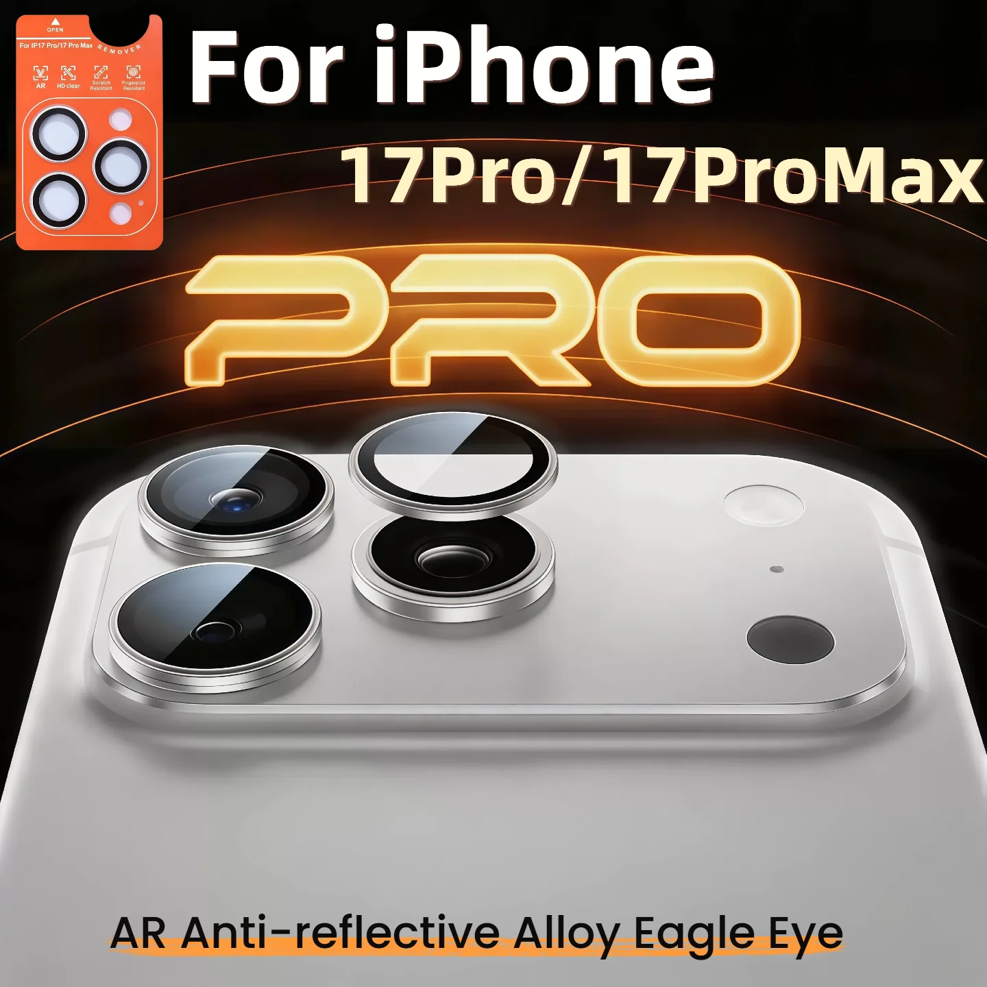 Für iPhone 17 Pro Max Rückkamera-Schutz Originalfarben-Serie - Silber Orange Blau mit AR-Antireflexionsfunktion