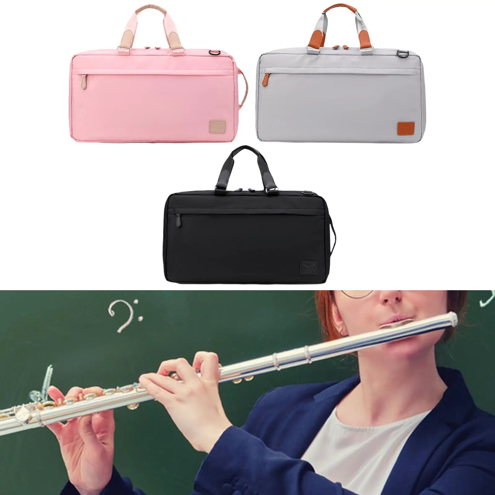 

Flute Carry Gig Bag Backpack Convenient Lightweight Handbag Adjustable Strap Flute Carrying Pouch for Orchestra Concert Travel