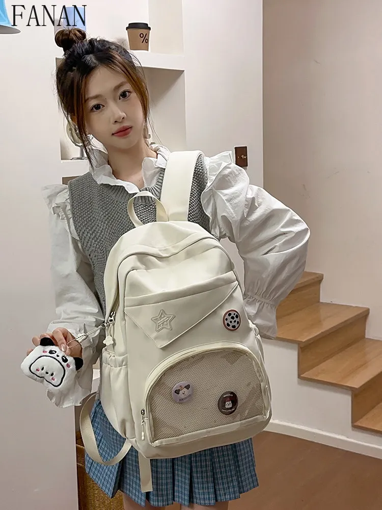 Original Crossbody Transparent Girl Backpacks Japanese College Style Large Capacity Casual Backpack for Women