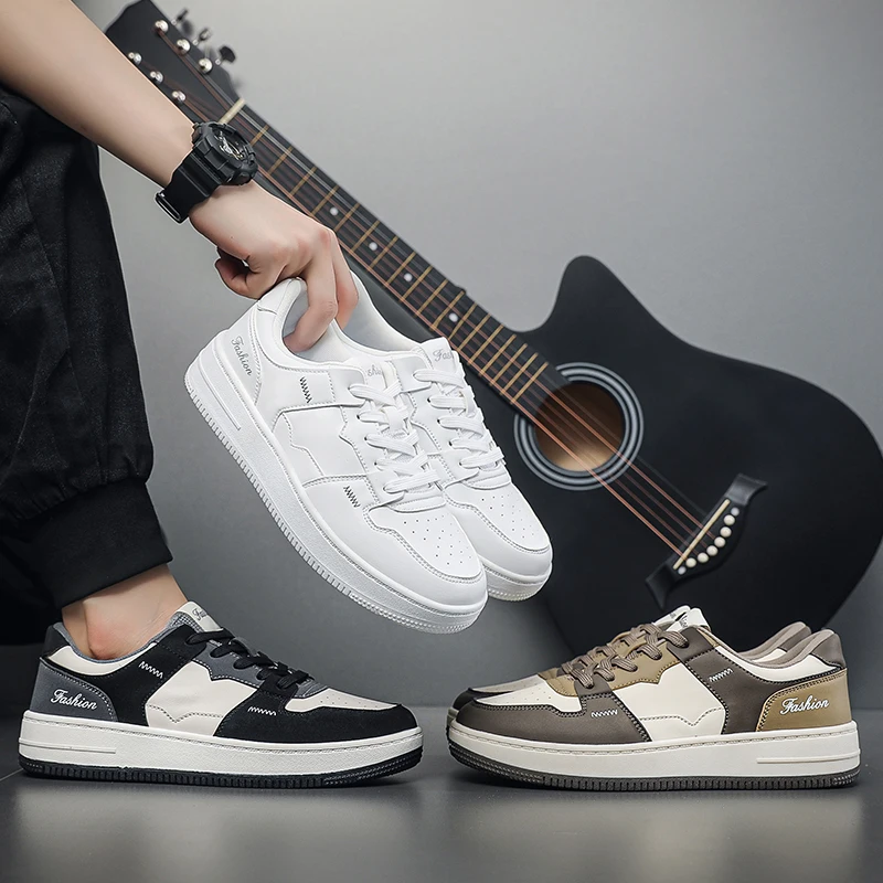 

Men's Large-sized, Flat-heeled, Anti-slip, Super-soft-soled Lace-up Skate Shoes with A Simple Design and Casual Style