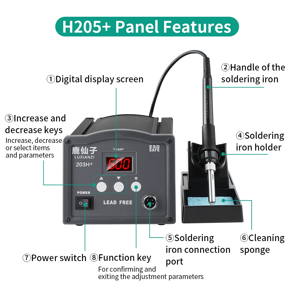 LUXIANZI 205H 150w Digital Electric Soldering Iron BGA Rework Station Welding Repair Tool Adjustable Temperature Weld Iron Tip