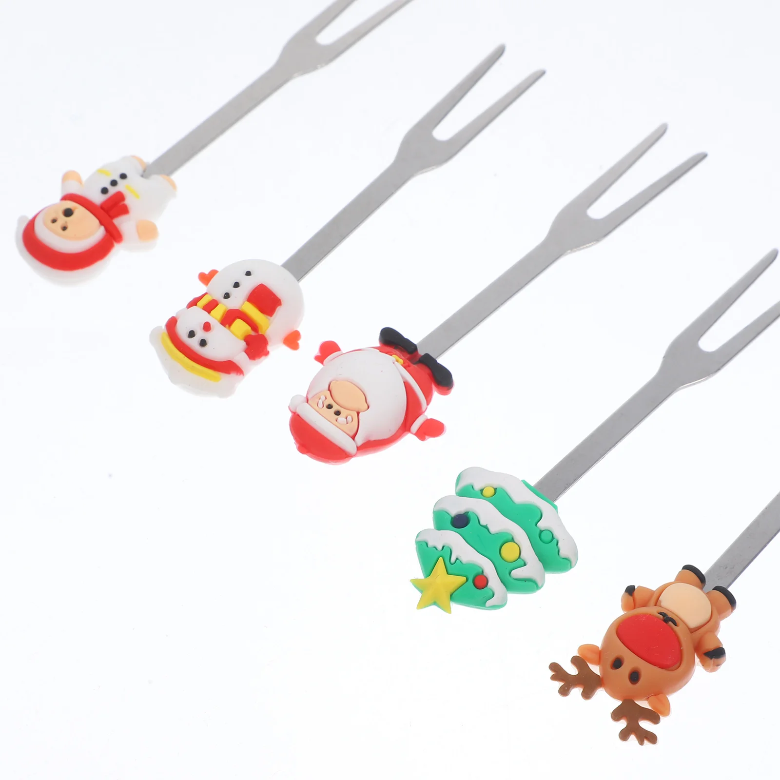 

1Set Stainless Steel Fruit Forks Set Adorable Christmas Cocktail Forks for Cake Salad Meatballs Bar Hotel Home Holiday Flatware
