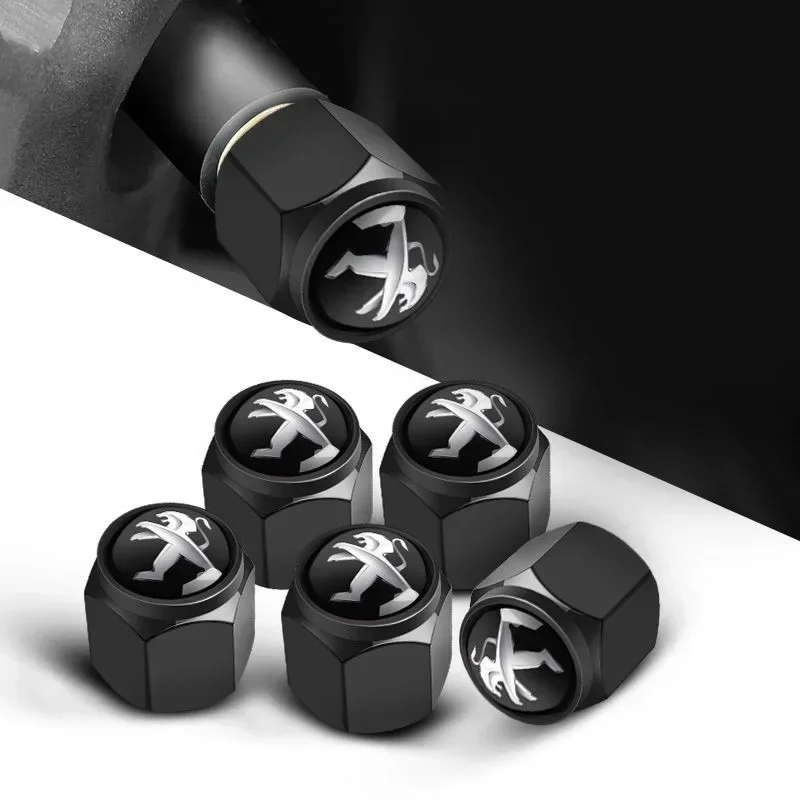 5pcs Car LOGO Wheel Tire Valve Stem Caps Cover For Peugeot 208 2012~2018 308 2014~2021 2008 3008 107 106 406 Auto Accessories