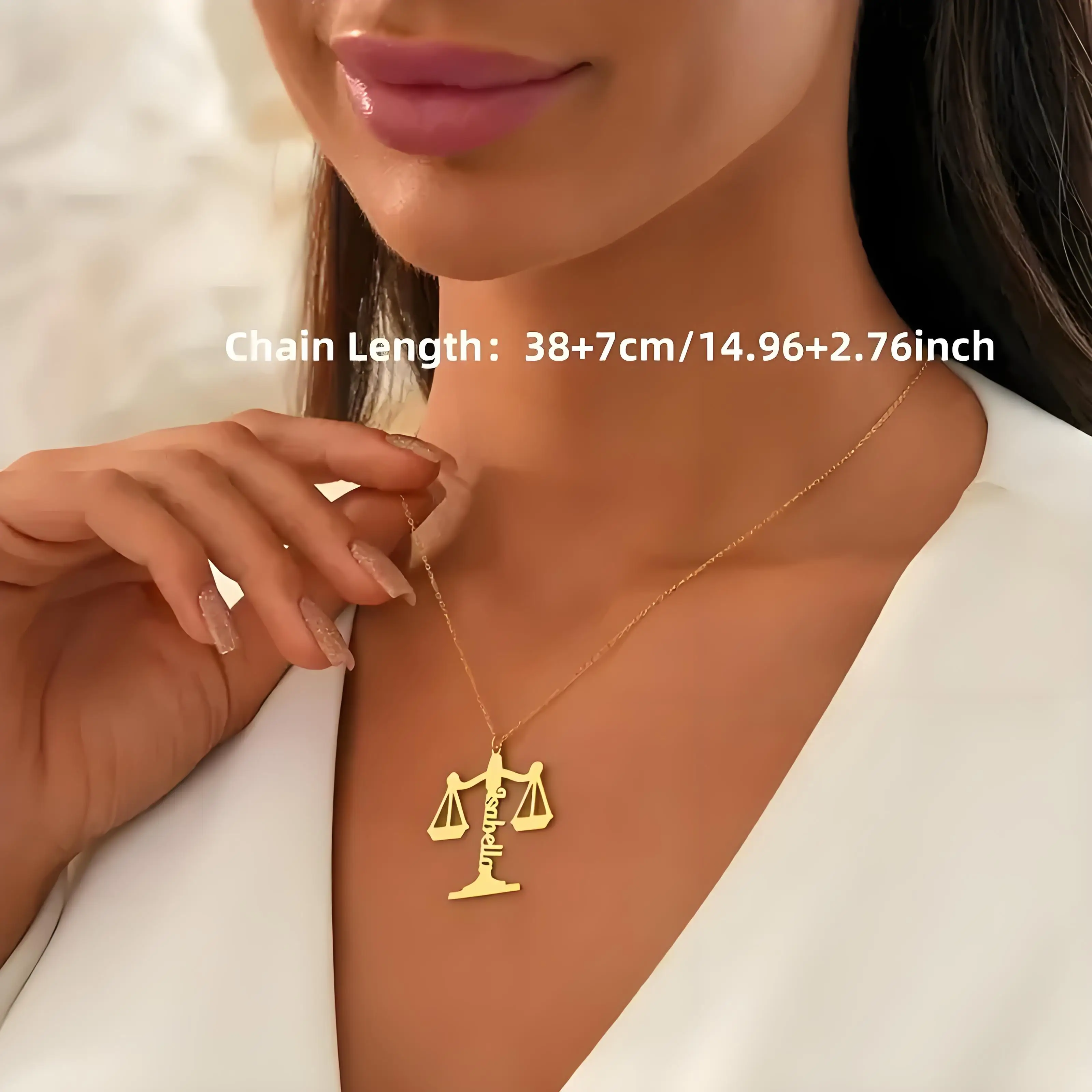 

Custom Justice Scales Name Necklace, 304 Stainless Steel Lawyer Exclusive Gift, Perfect for Mother's Day & Professional Occasion