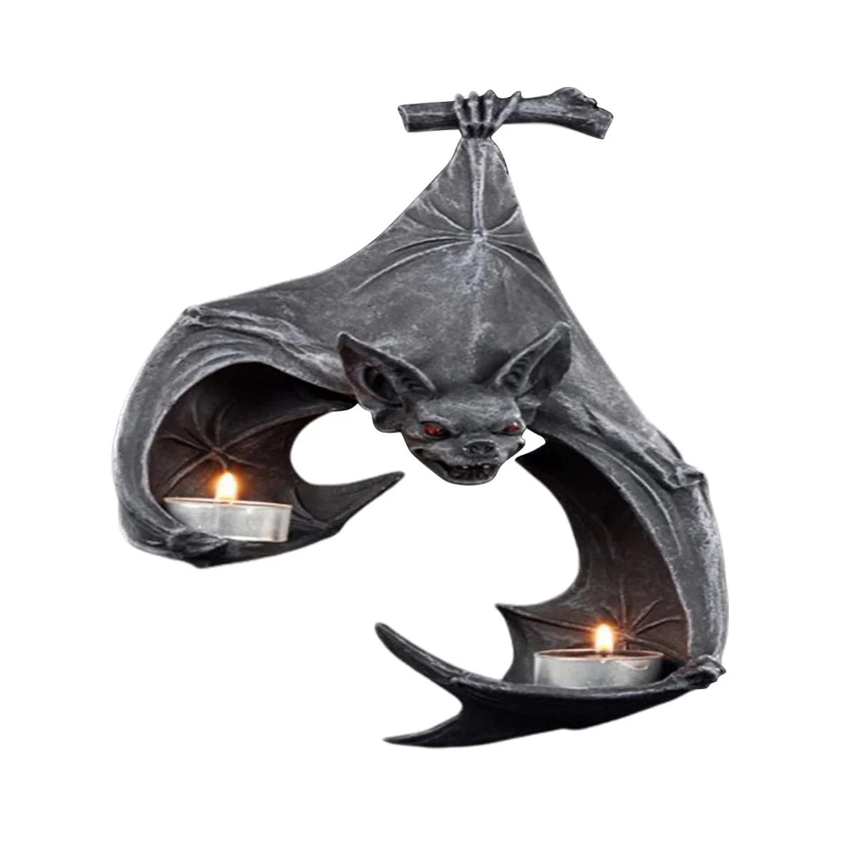 

Halloween Bat-Shaped Candlestick Resin Hanging Garden Statue Sculptures Crafts Candle Holder for Patio Porch