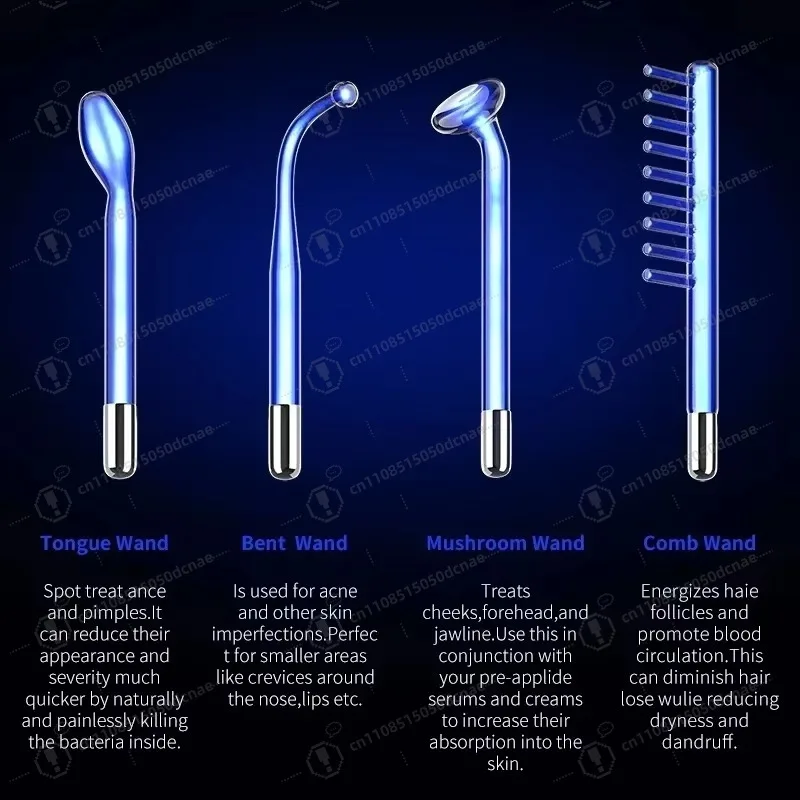 Portable 4 in 1 High Frequency Facial Wand Machine, Professional Facial Therapy Device for Home & Salon Skin Care Treatment