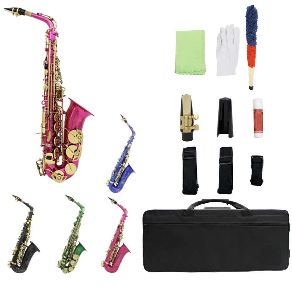HOTSELL ALTO SAXOPHONE WITH Eb TONE YELLOW BRASS BODY COLORFUL SURFACE