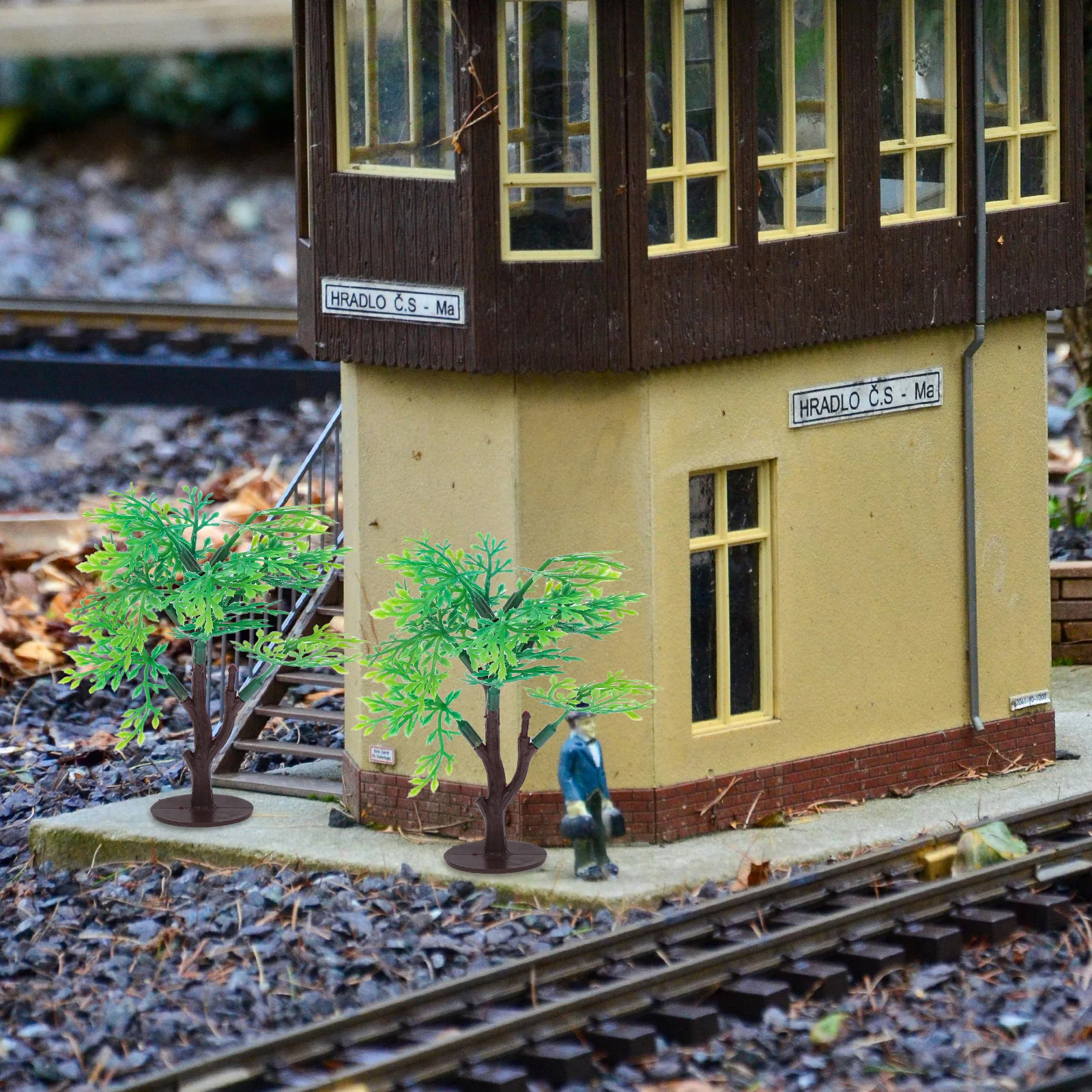 

10pcs DIY Landscape Scenery Model Trees Artificial Green Miniature Flower Tree Layout for Diorama Simulation Garden Decor Set