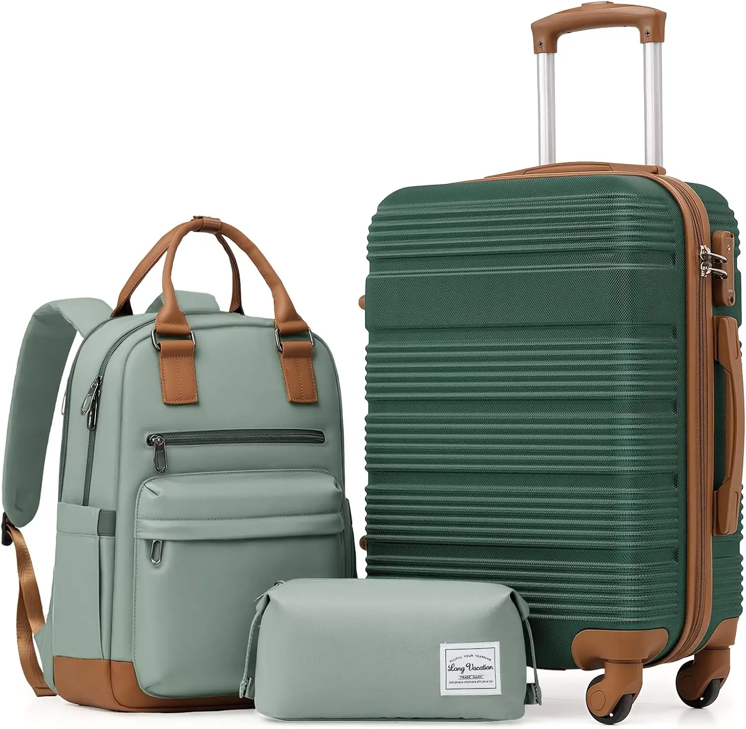 

3 Piece Carry On Luggage Set with Spinner Wheels, 20 Inch Hardshell Suitcase, TSA Lock & YKK Zipper, Lightweight ABS+PC
