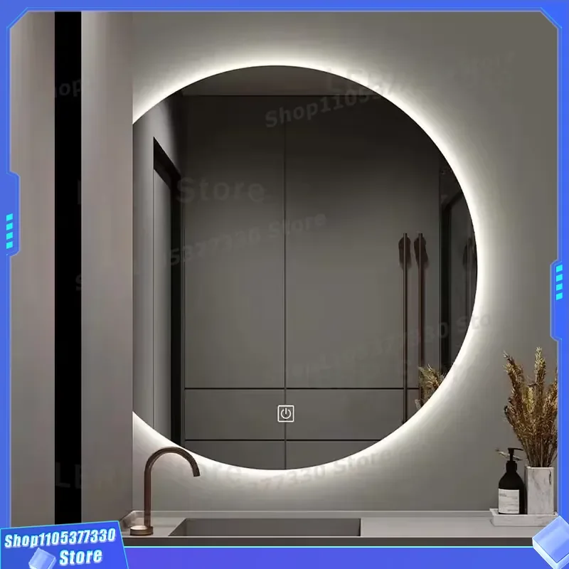 Modern LED Wall Mirror Semicircular Asymmetrical Design for Bathroom Salon Hotel Bedroom Living Room Lighting Decor Solution