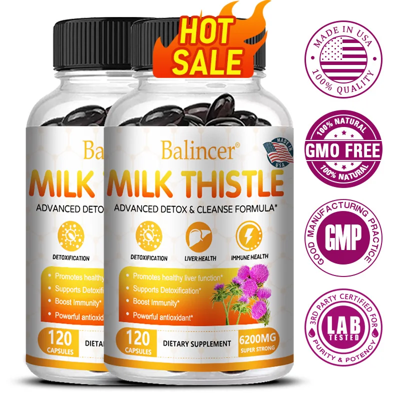 Balincer Milk Thistle Extract Supplement 6200mg - Liver Health, Detoxification - Antioxidants, Non-GMO, Gluten-Free