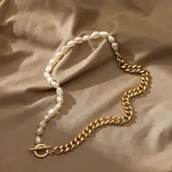 Original Jewelry Natural Baroque Freshwater Pearl 14K Gold Filled Female Asymmetry Chains Necklace For Women Birthday Gifts
