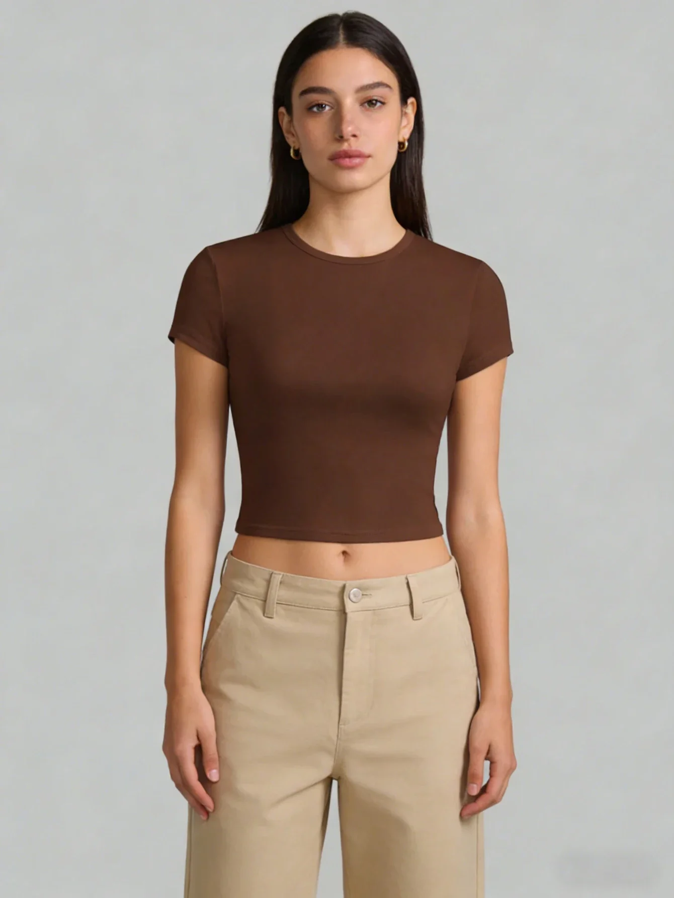 

Спортивная футболка для йоги с коротким рукавом, женская, облегающая, короткая, повседневная, быстросохнущая, для фитнеса, эластичная, с круглым вырезом