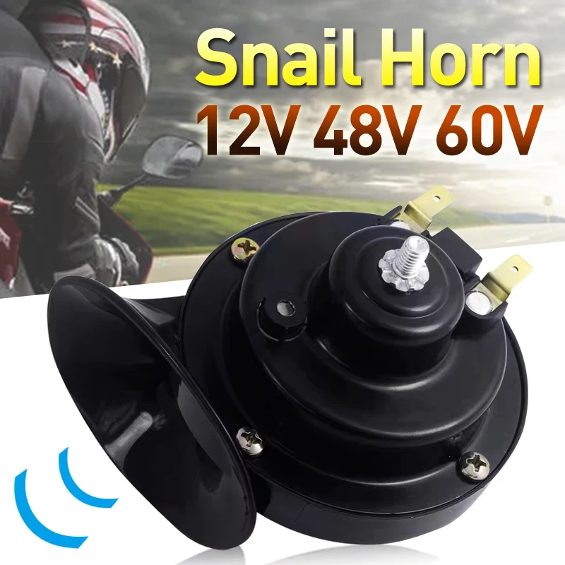 Super Loud Motorcycle Waterproof Snail Horn Sound Monophonic Scooters Moto Accessories Electric Moped Trumpet Horn 12V 48V 60V