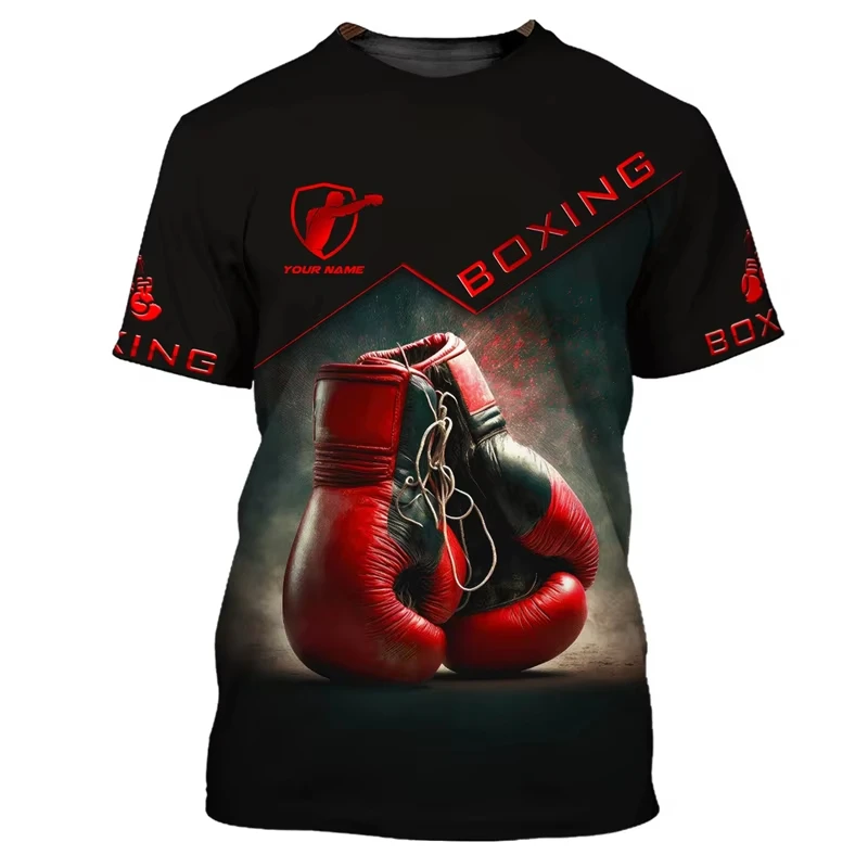 Camiseta deportiva de boxeo y Fitness, ropa personalizada para hombre, camiseta de cuello redondo con estampado 3D, camiseta de moda de carrera callejera diaria alta 2025