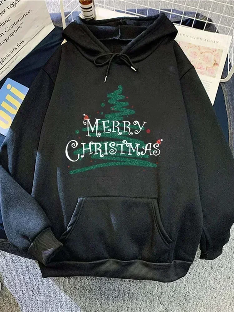 

Christmas tree Women Hoodies Pullover Fashion Printed Casual Sweatshirts Sporty Loose Long Sleeved Coats Ladies Autumn Winter