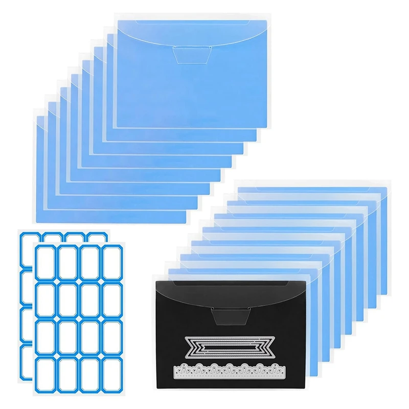 16 PCS Stamp And Die Storage Bag And Magnetic Sheet - Die Storage Set For Cutting,Scrapbooking,Storing Craft Dies-Blue