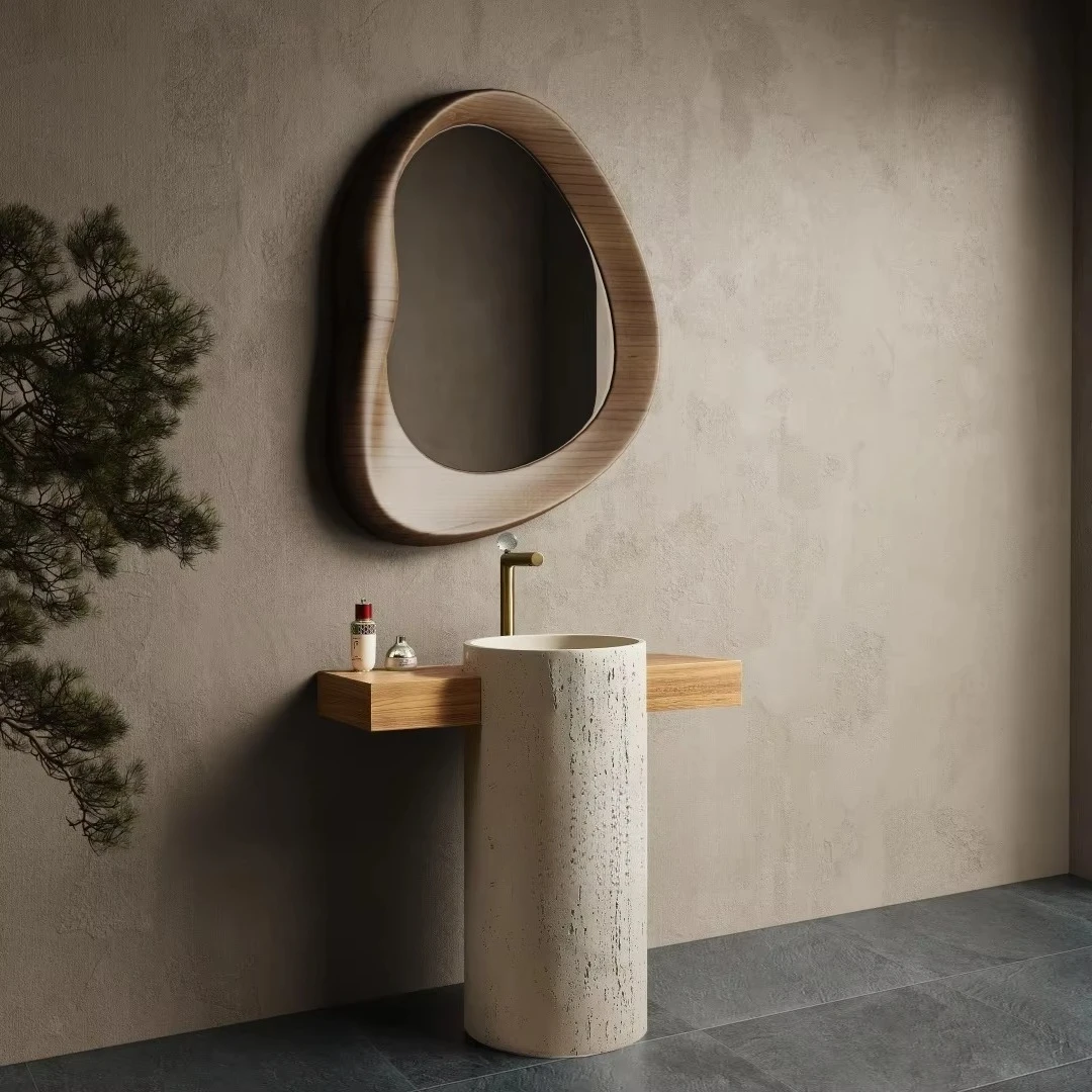 Natural calcium sink vertical bathroom cabinet environmentally friendly high quality vanity non-slip