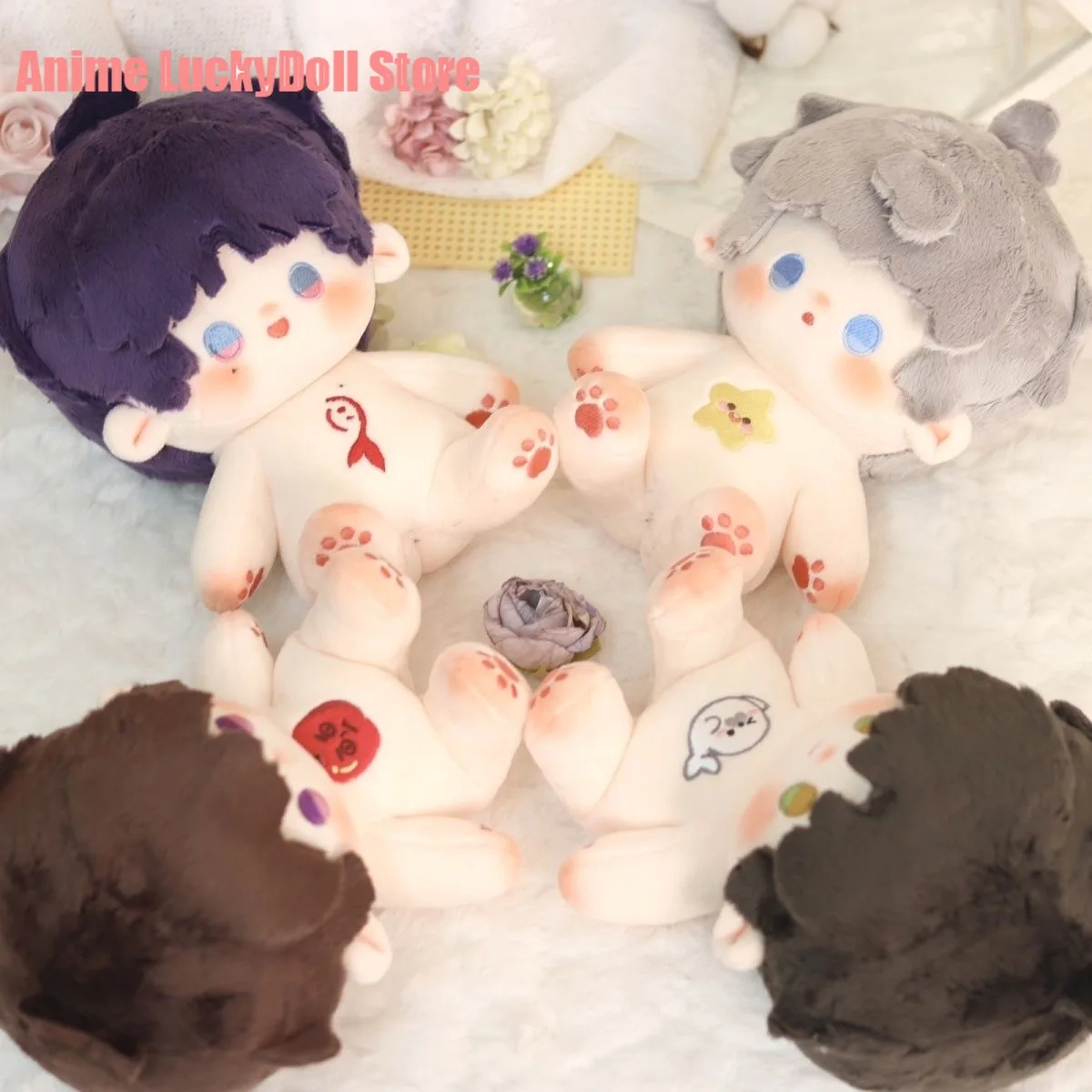 20cm Anime Love and Deepspace Sylus Cosplay Hair slices Series Sitting Posture Dress-up Body Plush Doll Stuffed Toys Maumet Toys