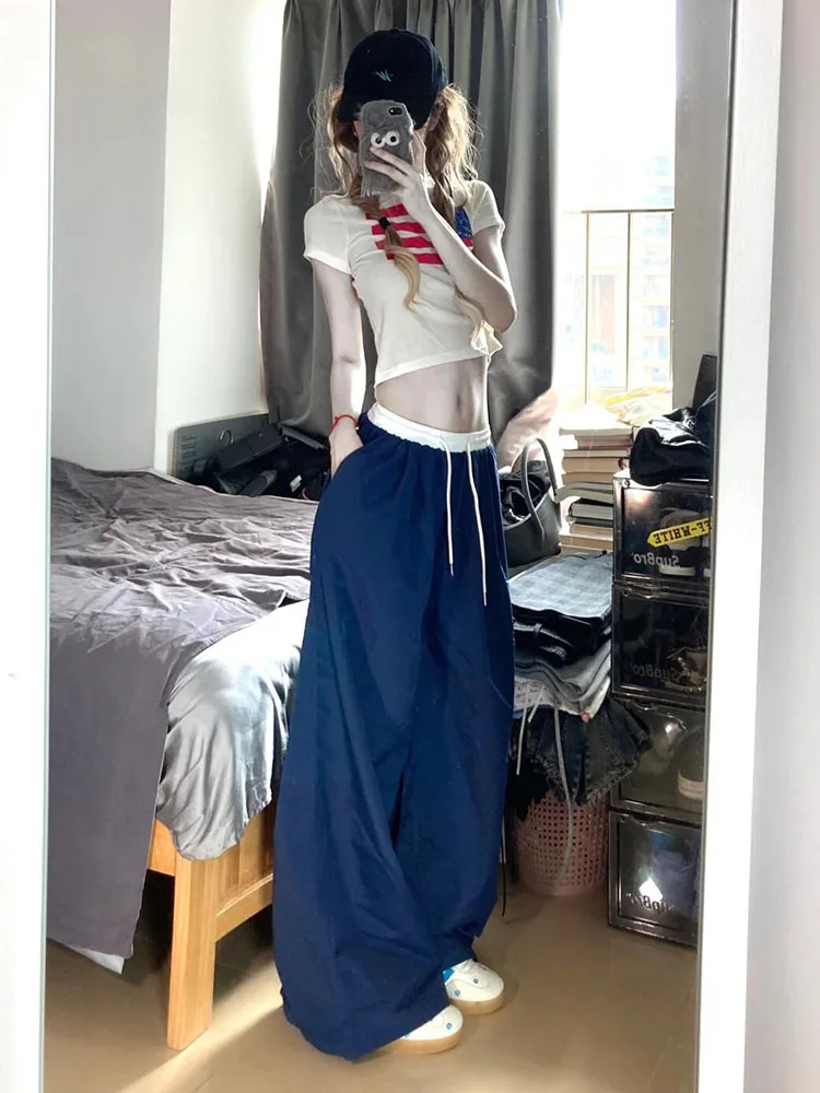 Loose Ice Silk Wide Leg Pants Women's Thin New Autumn Casual Qui Dry Sports Trousers Korean Sle Straight Leg Pants