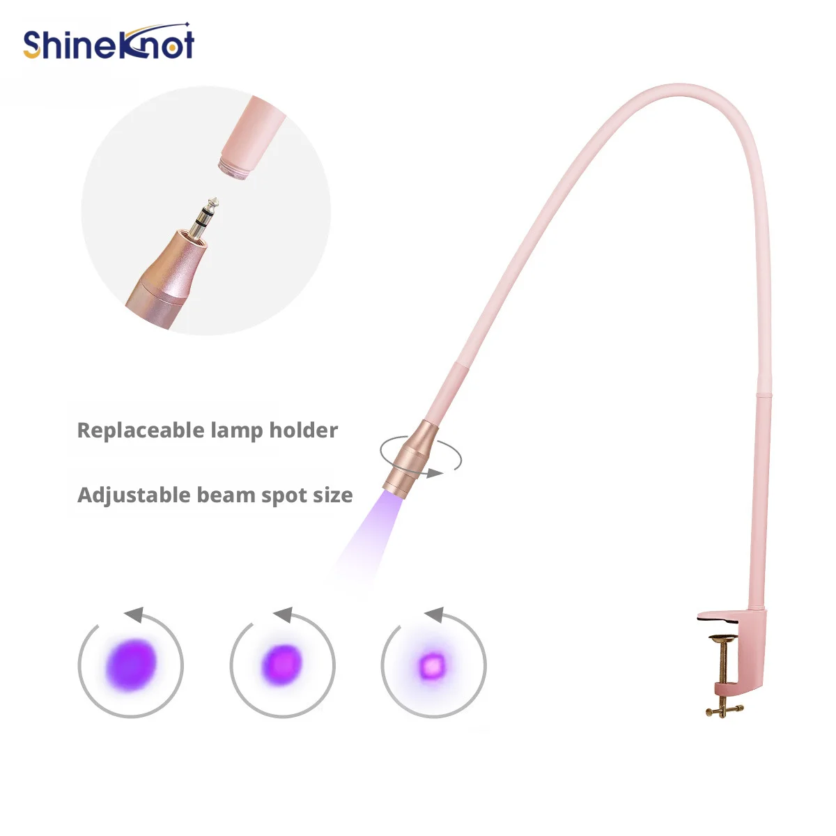 SHINEKNOT Lash Artist UV Led Eyelash Lamp 395–400nm 1–3-Second-Curing Glue Adjustable Aperture Foot Control 5/10W Lash Light