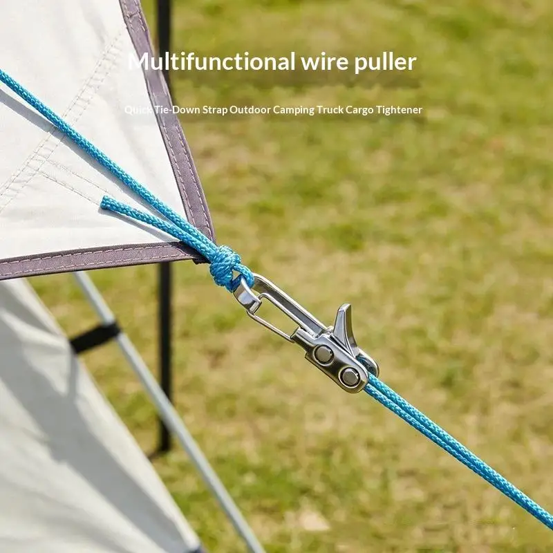 Rope Tightening Tool And Tensioner Retractable Rope With Safety Buckle For Outdoor Camping Tent Securing Rope With Rollor Hooks