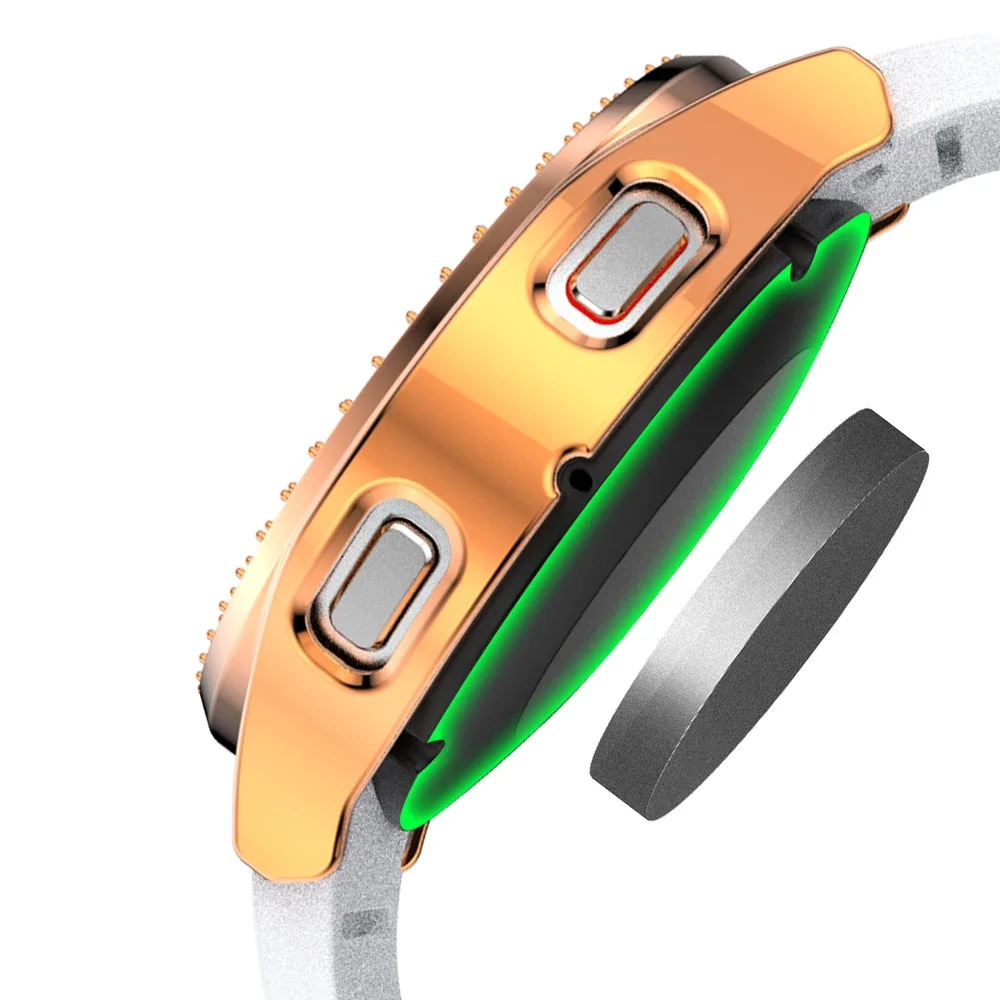 Vetro+Custodia per Samsung Galaxy Watch 4 5 Pellicola salvaschermo 44mm 40mm, Cover protettiva per paraurti in cristallo bling con pellicola per donna