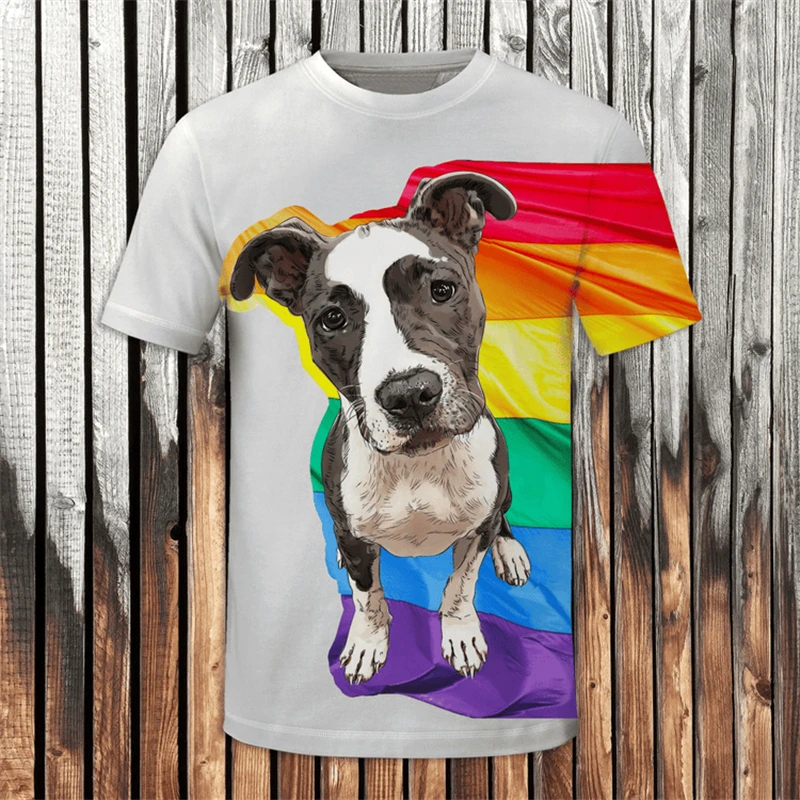 LGBT Rainbow Graphic T-shirt 3D Print Men Women Casual Short Sleeve Tops Trendy Cute Dog Pattern Oversized Harajuku Unisex Tees