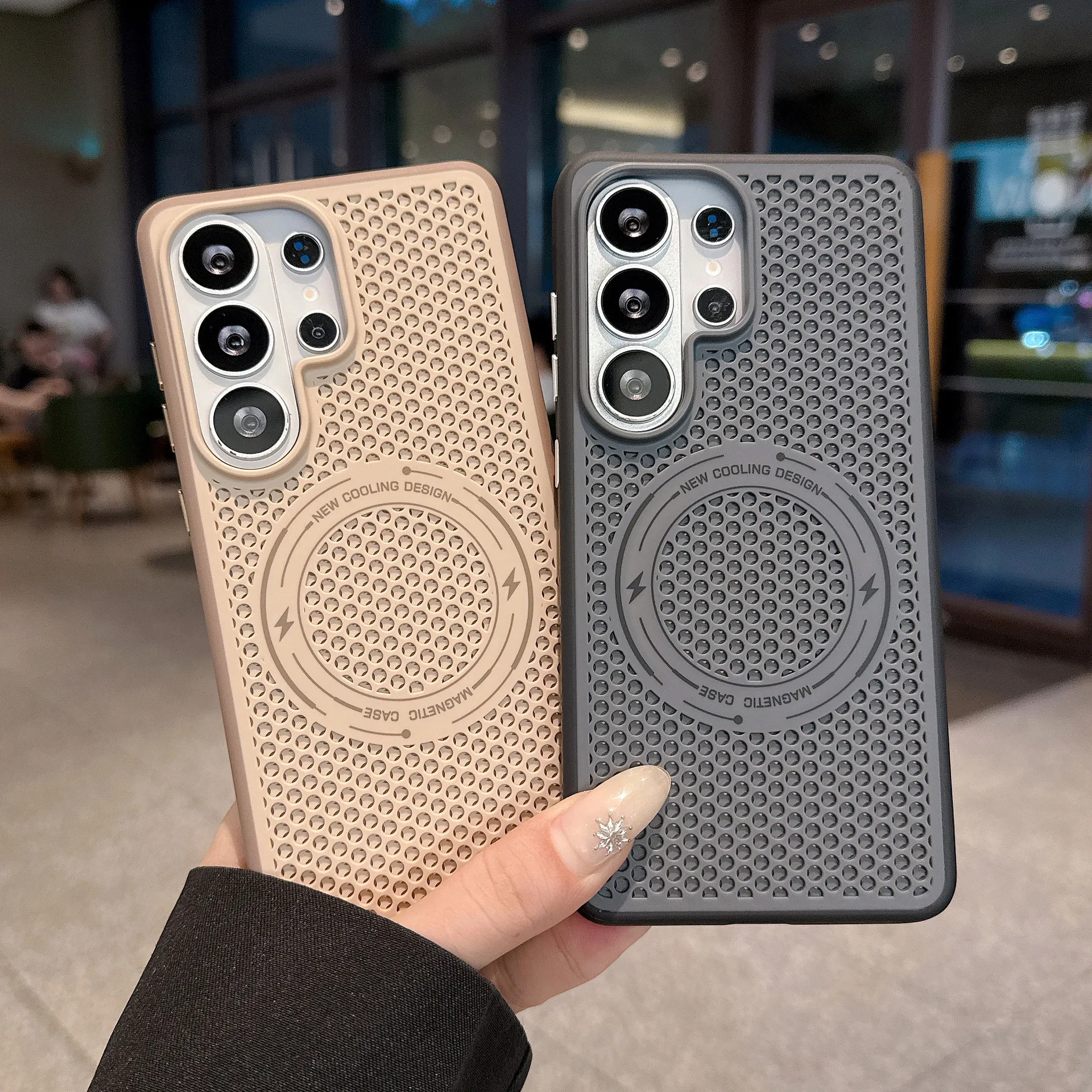 Honeycomb Magnetic Case for Samsung Galaxy S26 S25 S24 Ultra Plus Cover Hollow Hole Matte for Magsafe Ventilation Cooling Shell