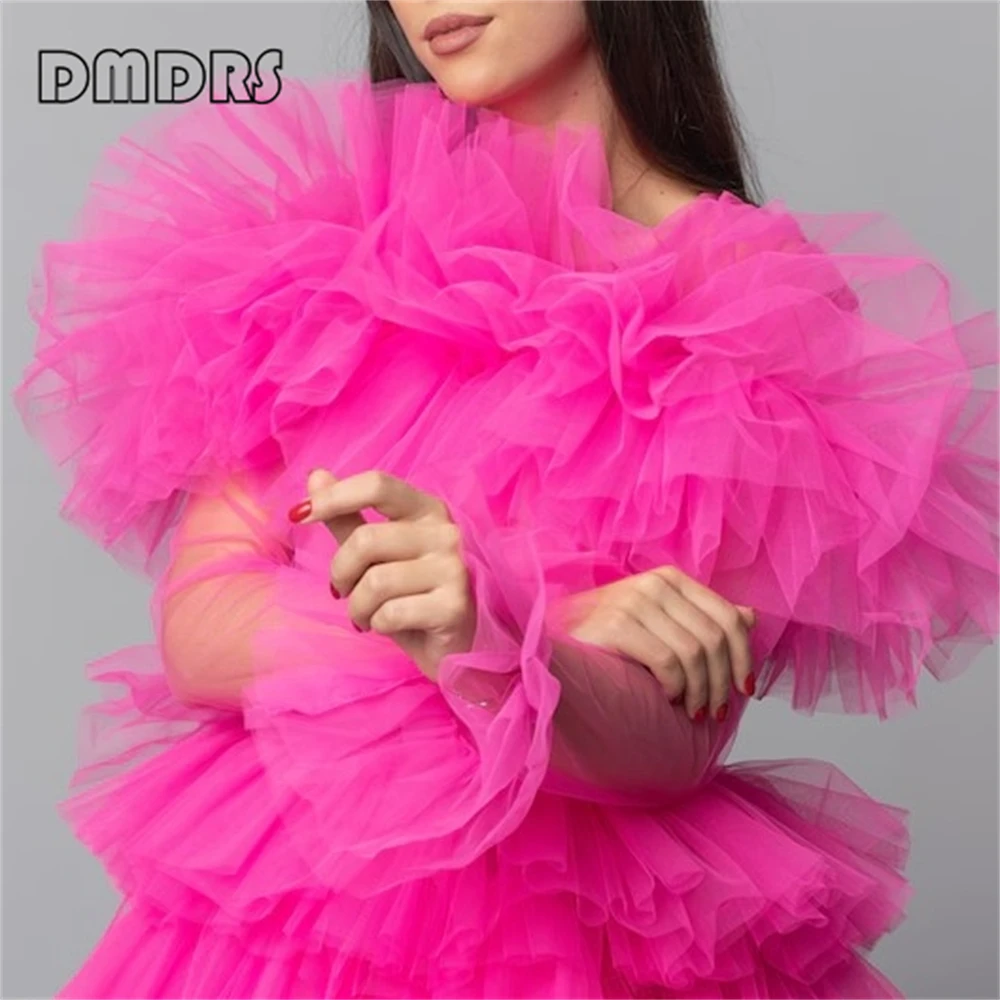 120 Colors Puffy Tulle Dress Mini Short Amazing Dress Photo Session Dresses Long Sleeves High Neck Custom Size