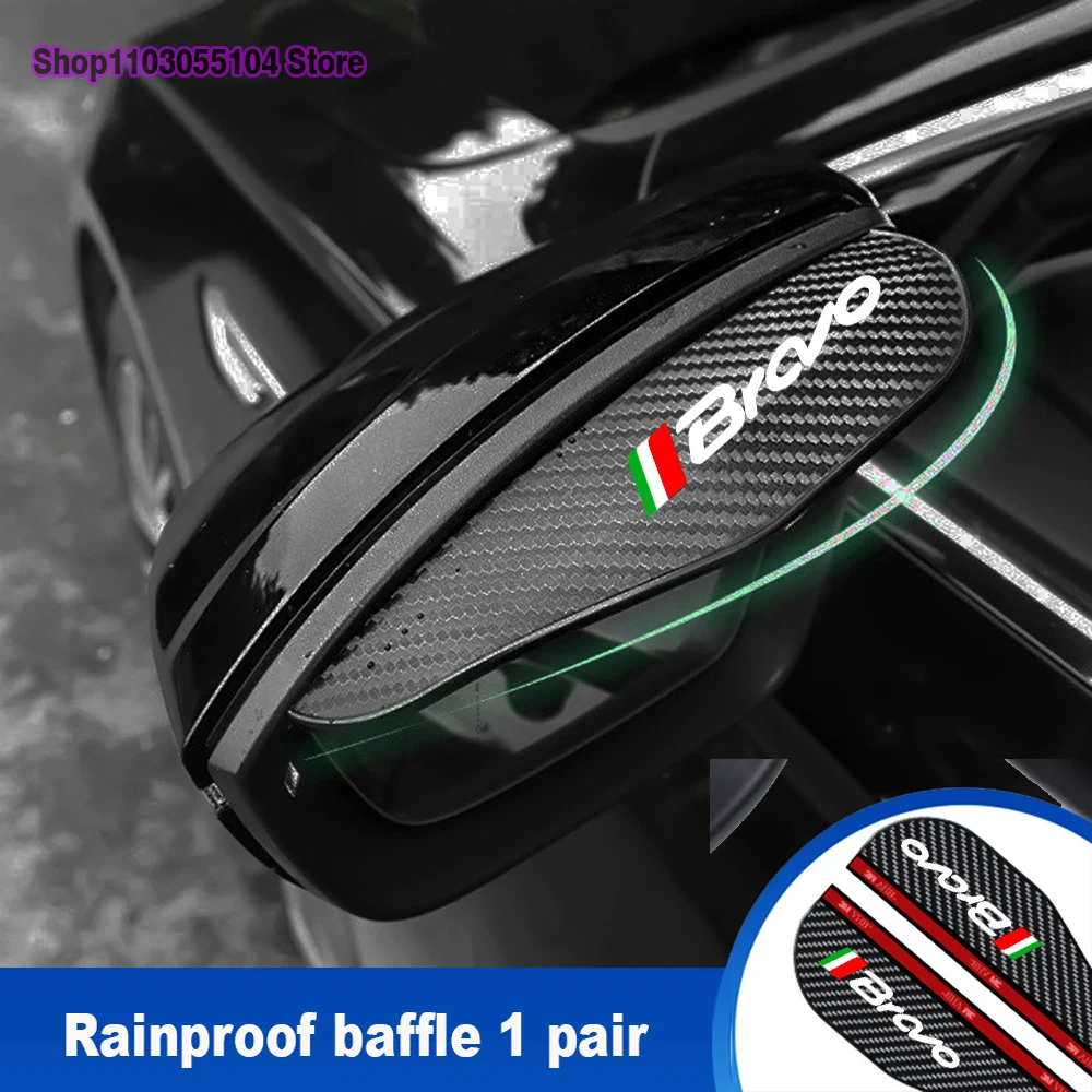 

2pcs Carbon fiber Car Rearview Mirror Rain Eyebrow Sticker For Fiat Bravo Auto Accessories