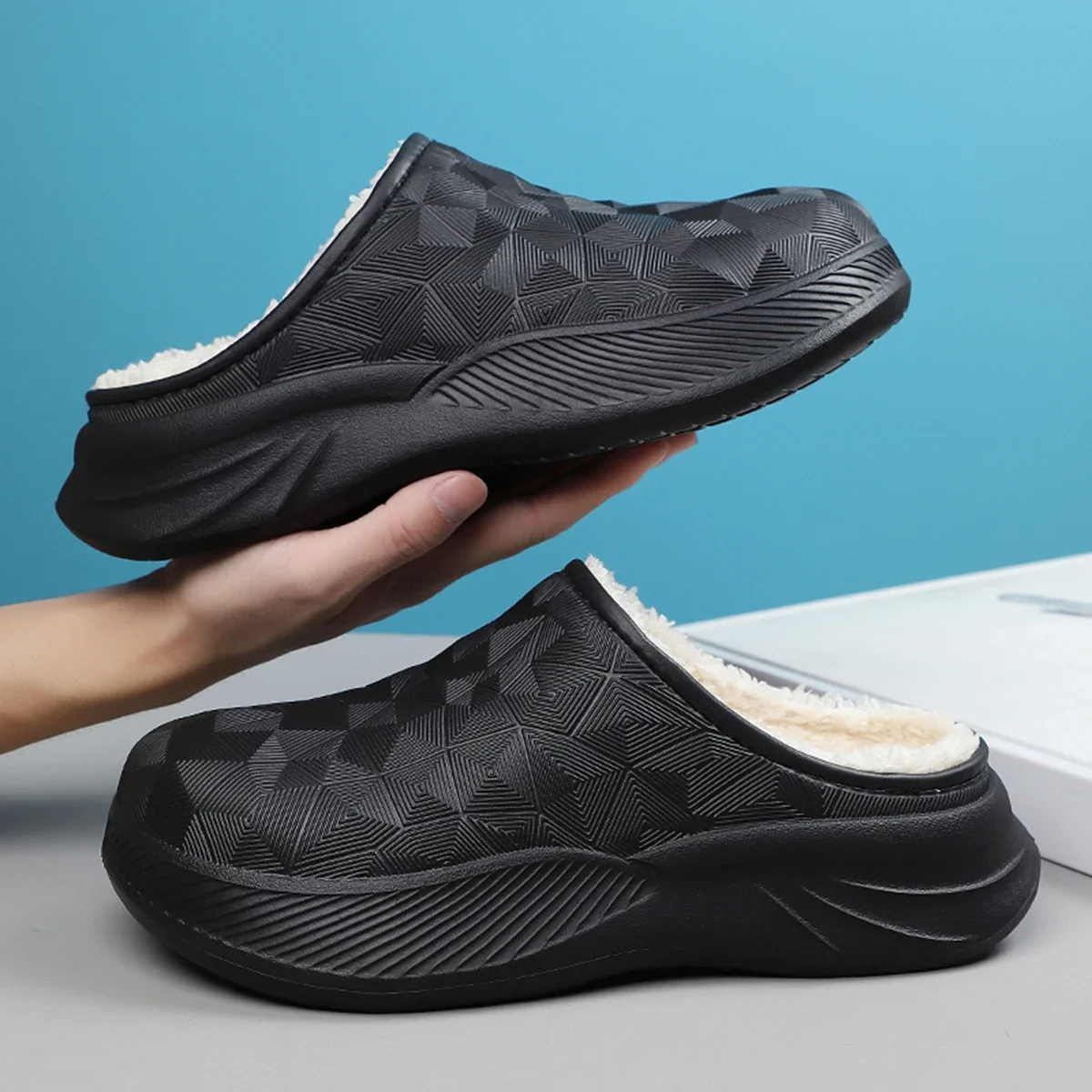 

Thick Sole Home Indoor Outside Men And Women Couples waterproof Winter Household Warm Fluffy Slippers Plush Cotton Shoes Ladies