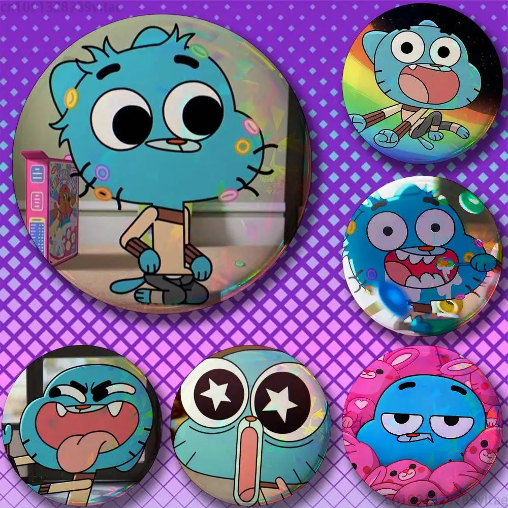 A-Amazing World Gumball 25mm 75mm 44mm 58mm 32m Brooches Badges Pins for Accessories