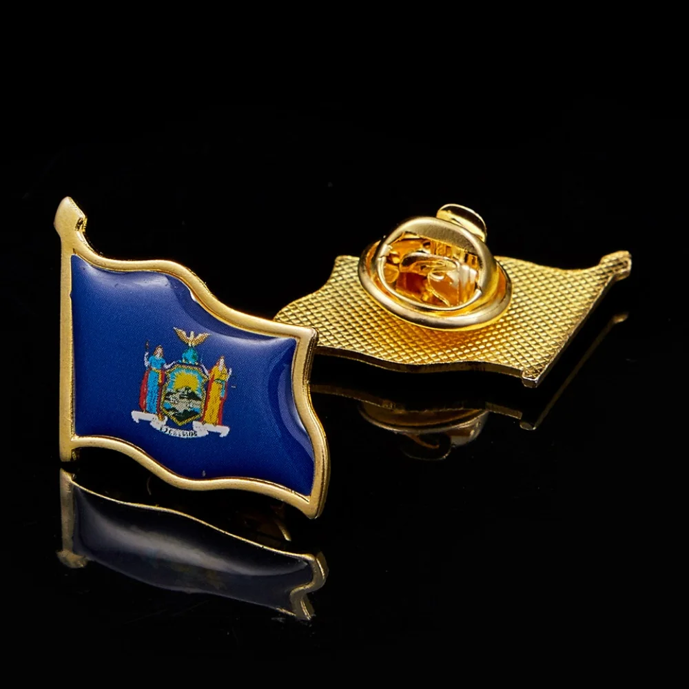 USA New York State Flag Lapel Pin Brooch MultiColor Pin Badge W/ Back Buttons Accessories