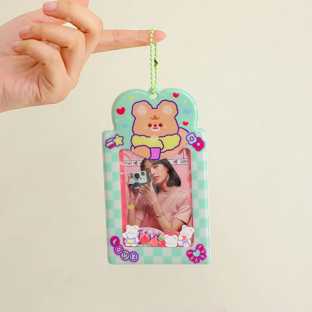 Clearance_Girl Cartoon Photocard Holder Rabbit Card Set Plastic Card Bag 3-inch Small Card Set Idol Photo Key Pendant_Continuous image 5
