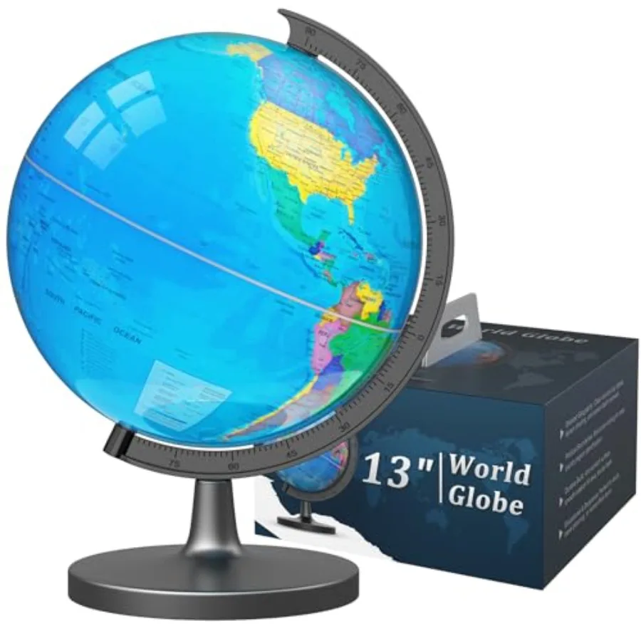 

13" Globe for and Adults Interactive World Globe for with Stable Heavy Metal Base HD Waterproof and Writable Surface Educationa
