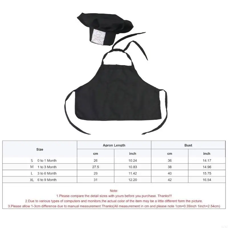 A5YC 2 قطعة مجموعة ملابس الطفل كوك ممتعة وفريدة من نوعها لحديثي الولادة التقطت الصور الدعائم قبعة الطبخ وملابس لعب الأدوار